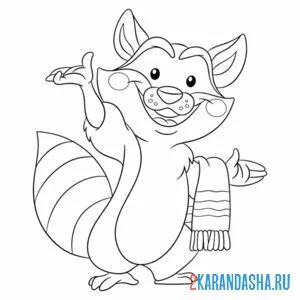Раскраска енот и полотенце