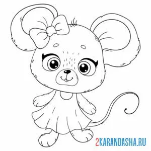Раскраска мышка девочка