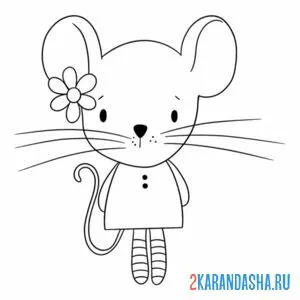 Раскраска мышка в платье