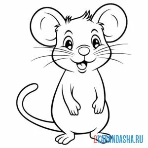 Раскраска милый мышонок стоит