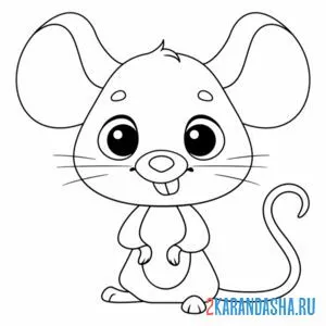 Раскраска мышка с зубками