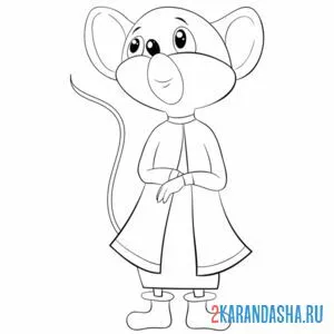 Раскраска мышка одета в платье