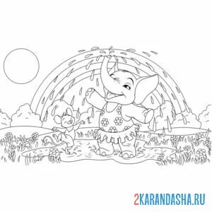 Раскраска слон и мышка