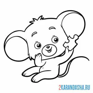 Раскраска мышь и маленький кусочек сыра