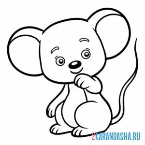 Раскраска мышь задумался