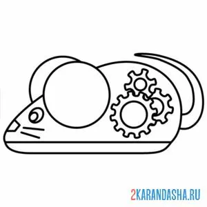 Раскраска мышь с деталями