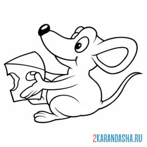 Раскраска мышь нашла сыр