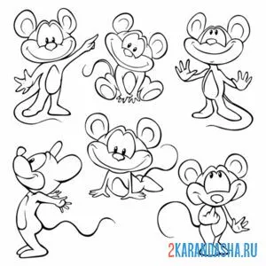 Раскраска набор мышки