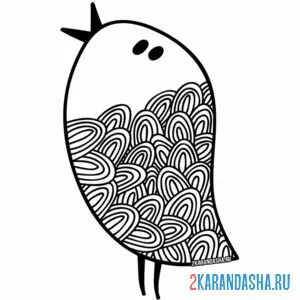 Раскраска антистресс птичка