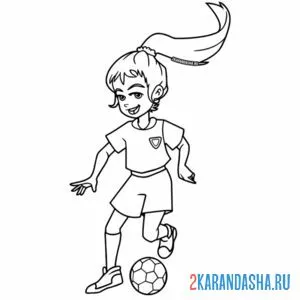 Раскраска женский футбол - летний вид спорта