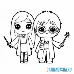 Раскраска джинни уизли и гарри поттер