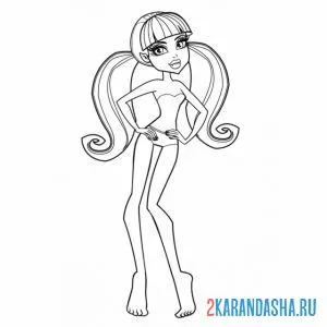 Раскраска монстр хай дракулаура в купальнике