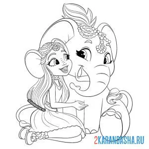 Раскраска екатерина элефант и антик эн энчантималс