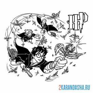 Раскраска гарри поттер и друзья