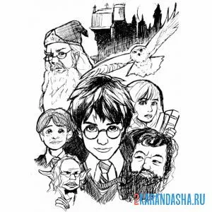 Раскраска гарри поттер постер коллаж