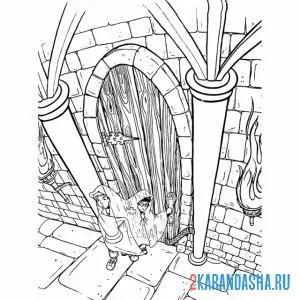 Раскраска гарри поттер в мантии бежит