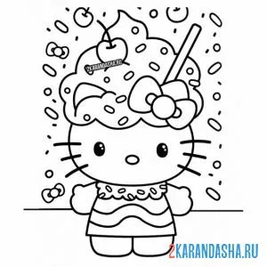 Раскраска хелло китти кексик