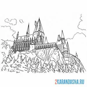Раскраска хогвартс гарри поттер