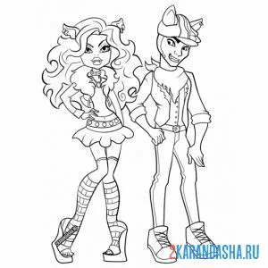 Раскраска монстр хай клод и клодин вульф