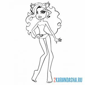 Раскраска монстр хай клодин вульф в купальнике
