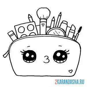 Раскраска косметичка с косметикой