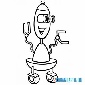 Раскраска маленький робот