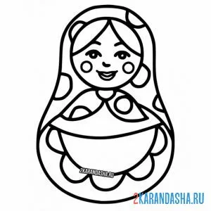 Раскраска матрешка для малышей