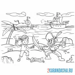 Раскраска пираты сражаются