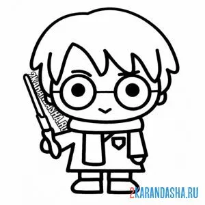 Раскраска простой рисунок гарри поттер