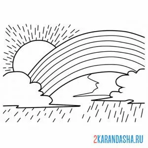 Раскраска радуга и грозовые тучи