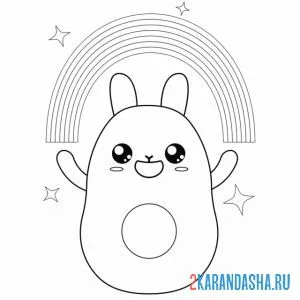 Раскраска радуга и зайка