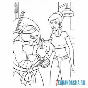 Раскраска разговор с донателло
