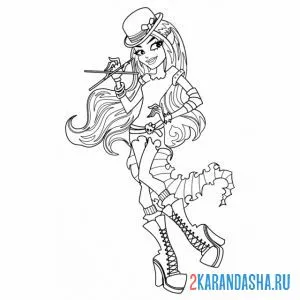 Раскраска монстр хай в шляпе
