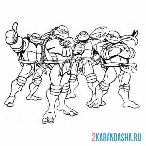 Раскраска все герои черепашки-ниндзя