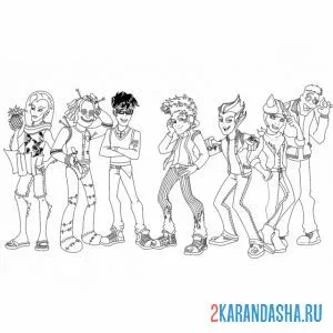 Раскраска монстр хай все парни