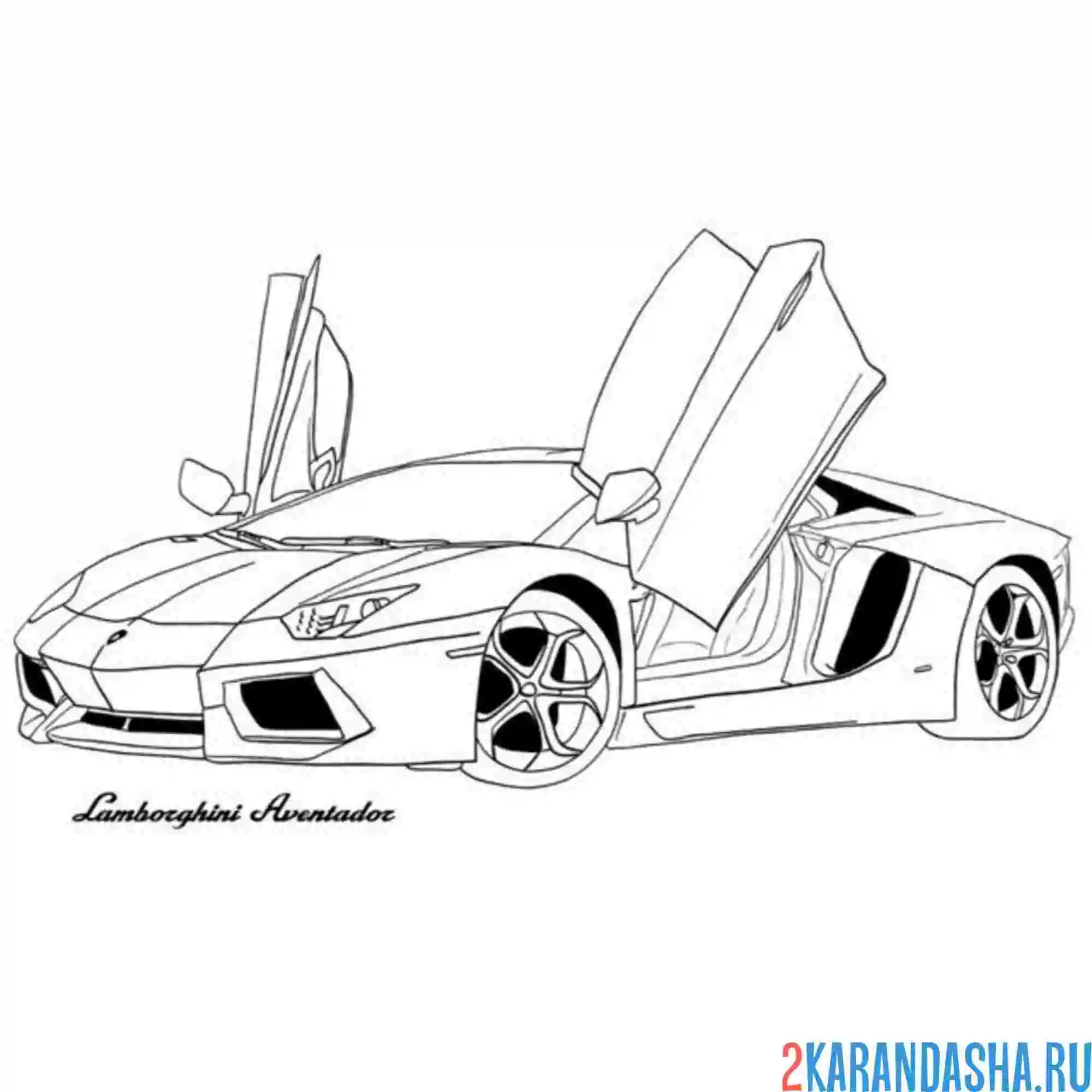 Раскраска ламборгини aventador с поднятыми дверьми