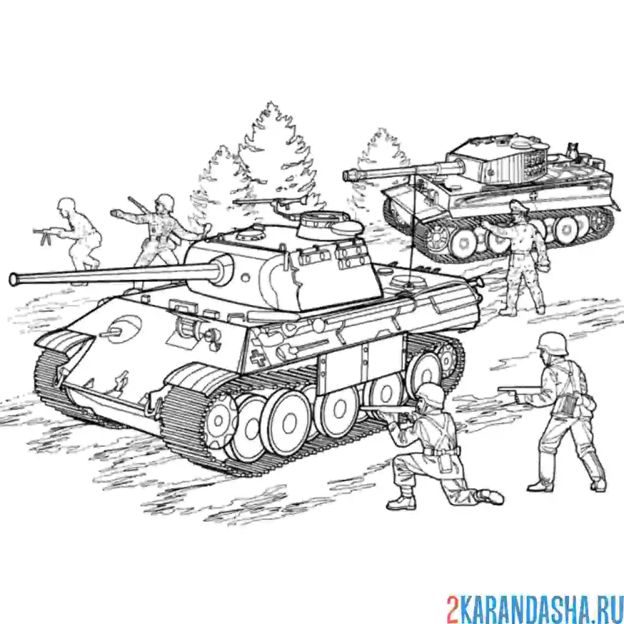 Раскраска атака с танками