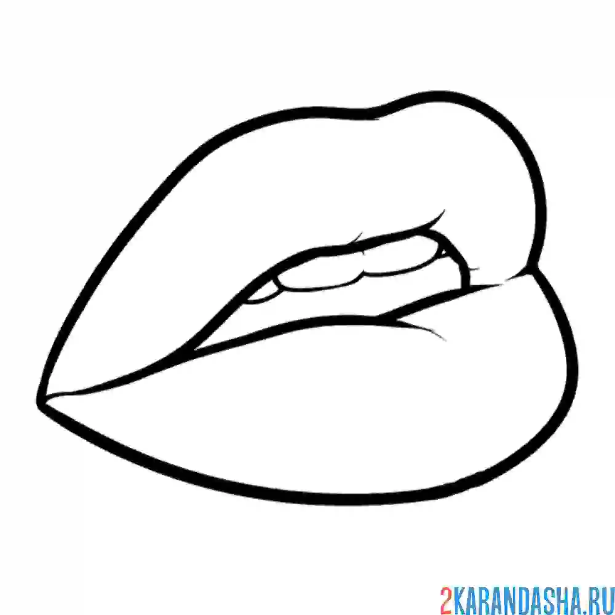 Раскраска приоткрытый рот с губами