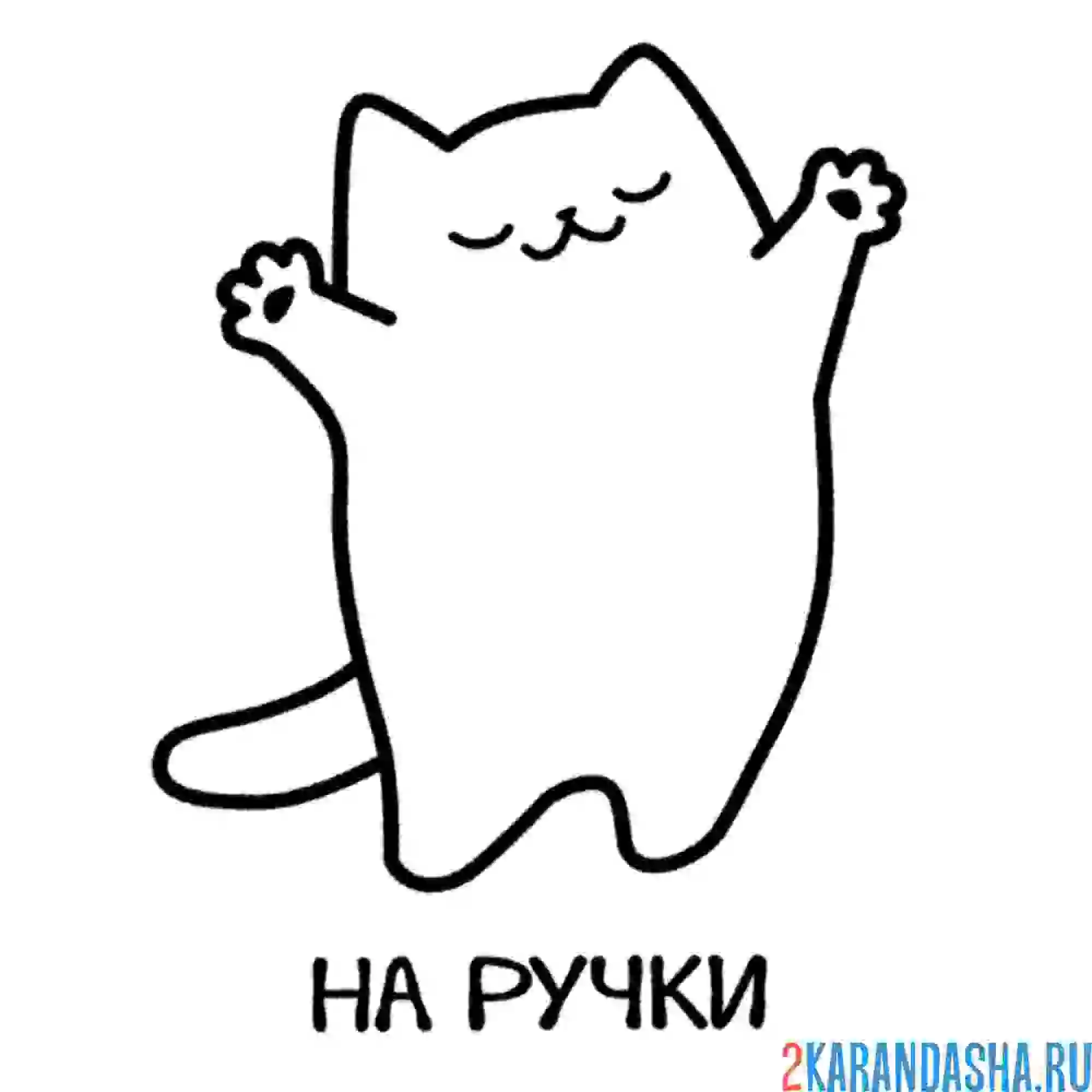Раскраска мем котик на ручки