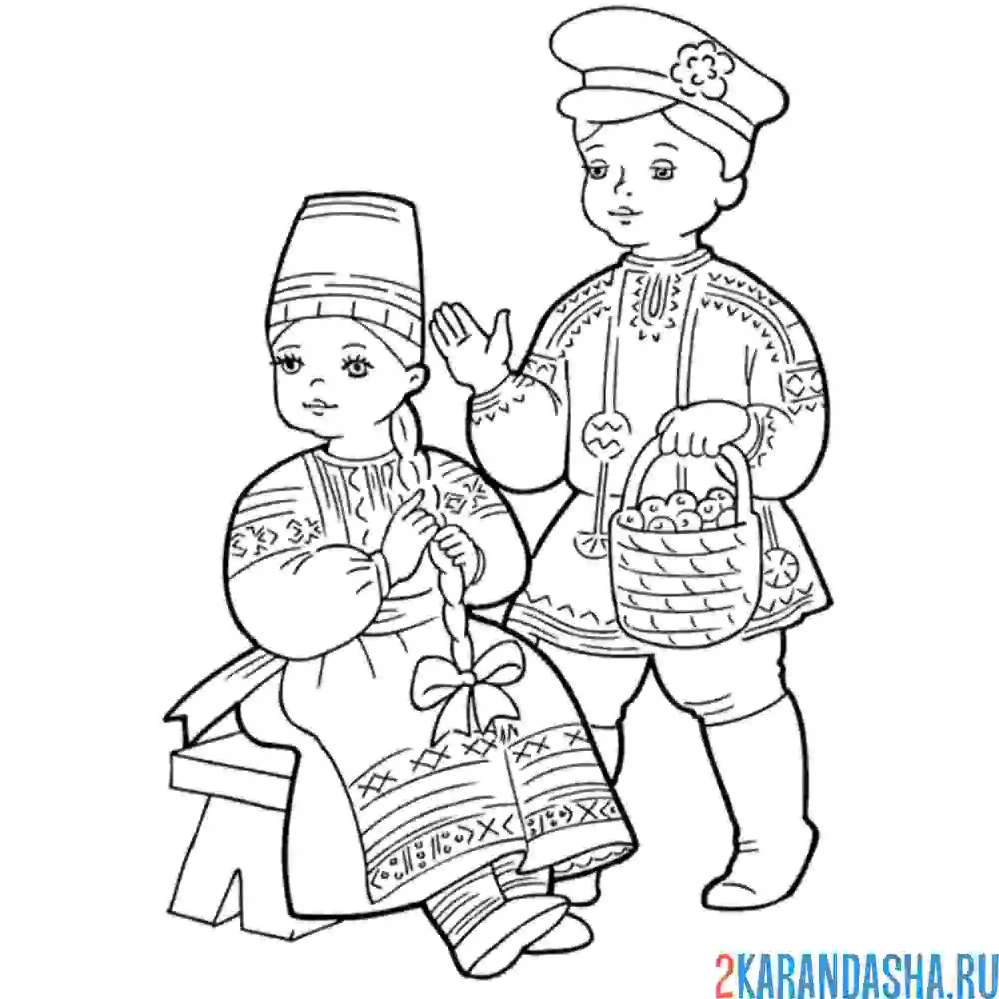 Раскраска воронежский народный костюм